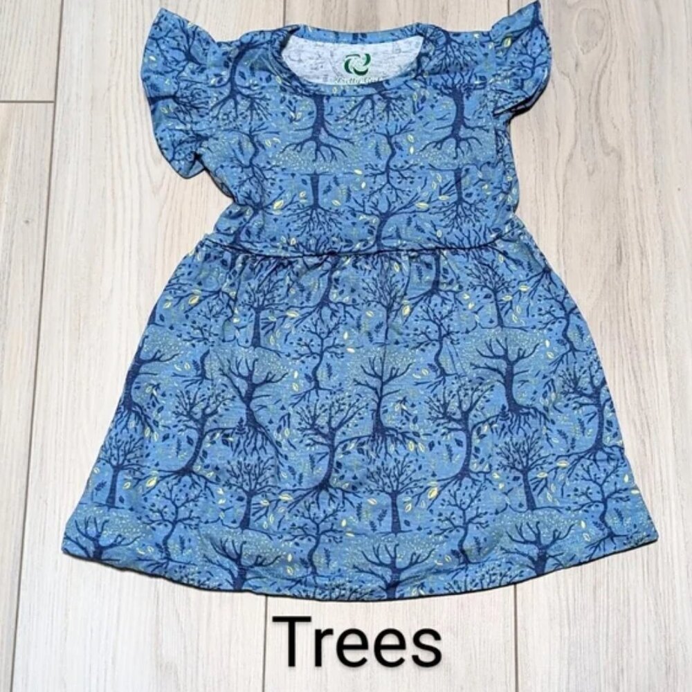 Toddler Girls Ruffle Sleeves Cotton Dress –Vibrant Block Print,NWOT, Cas…